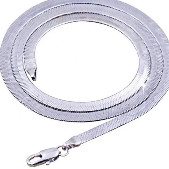 “20” 925 STERLING SILVER SNAKE FLATE NECKLACE - Picture 2 of 7